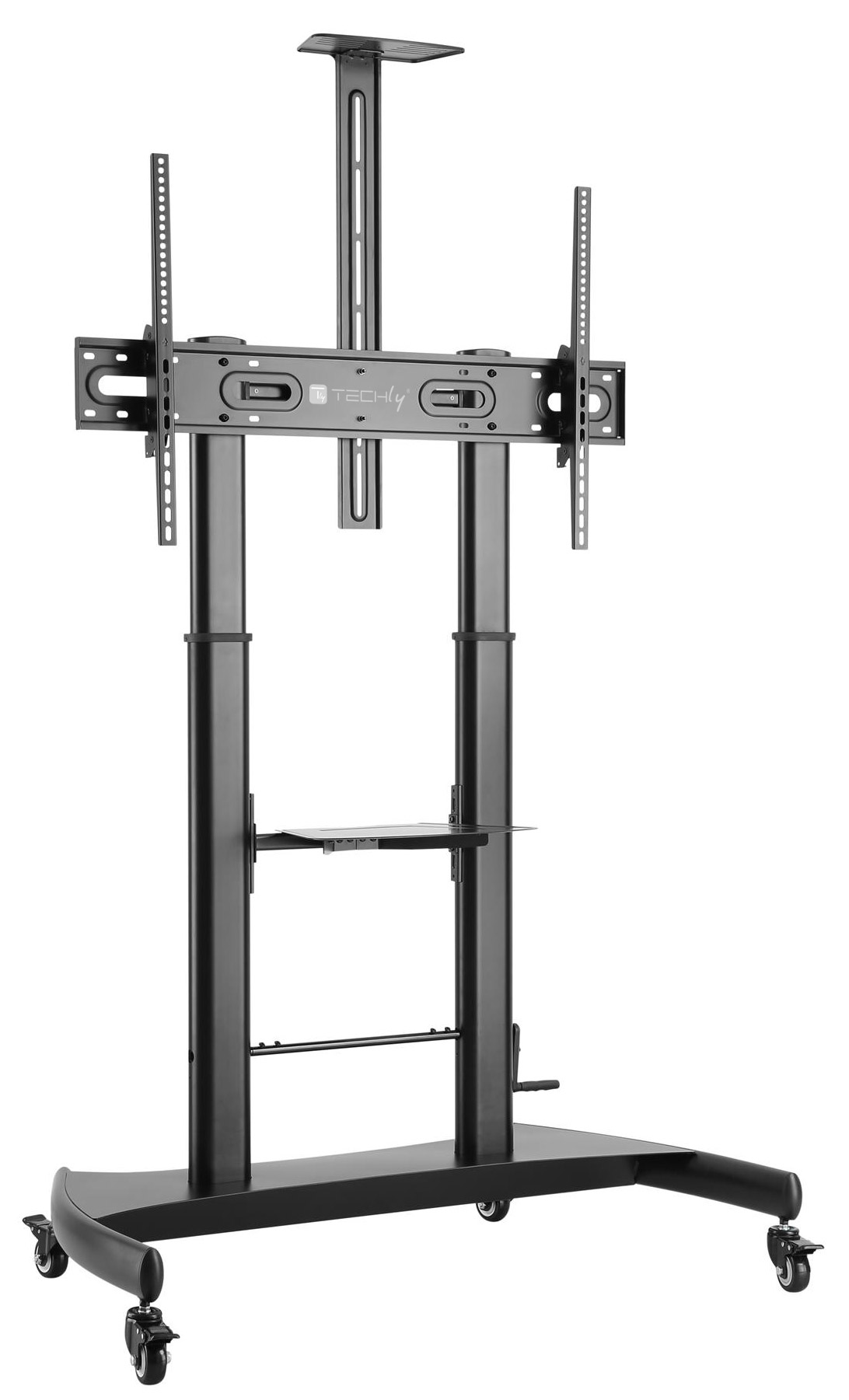 Supporto a pavimento per TV con regolazione manuale altezza, in acciaio, per TV da 60'' a 100''