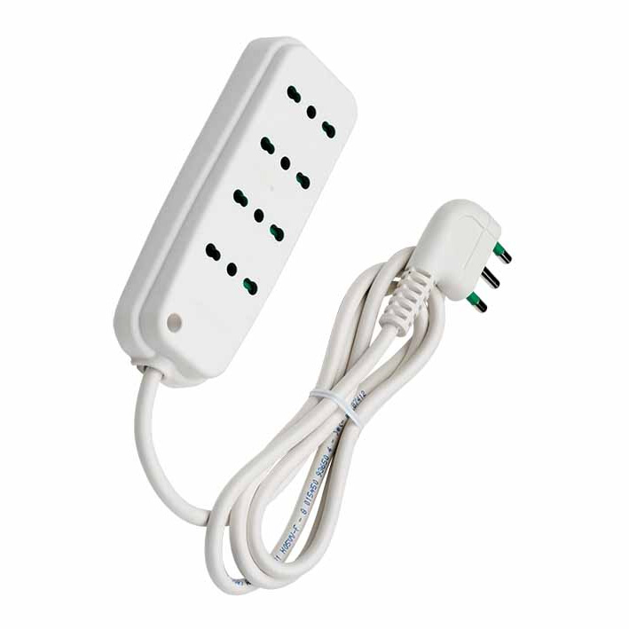 Multipresa 4 Posti con Spina Italiana Angolata Bianco