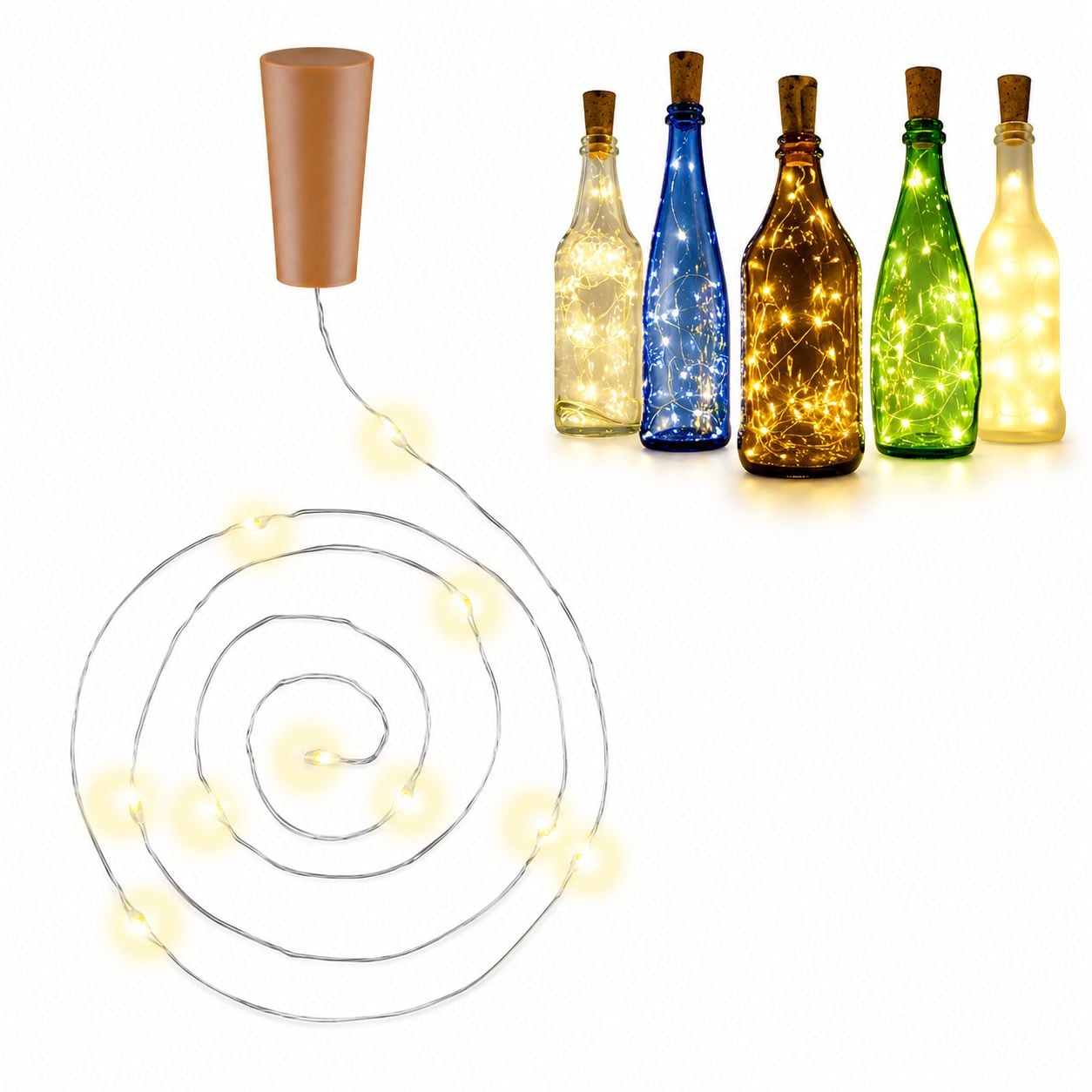 Strip 10 LED con Timer Bianco Caldo per Bottiglia