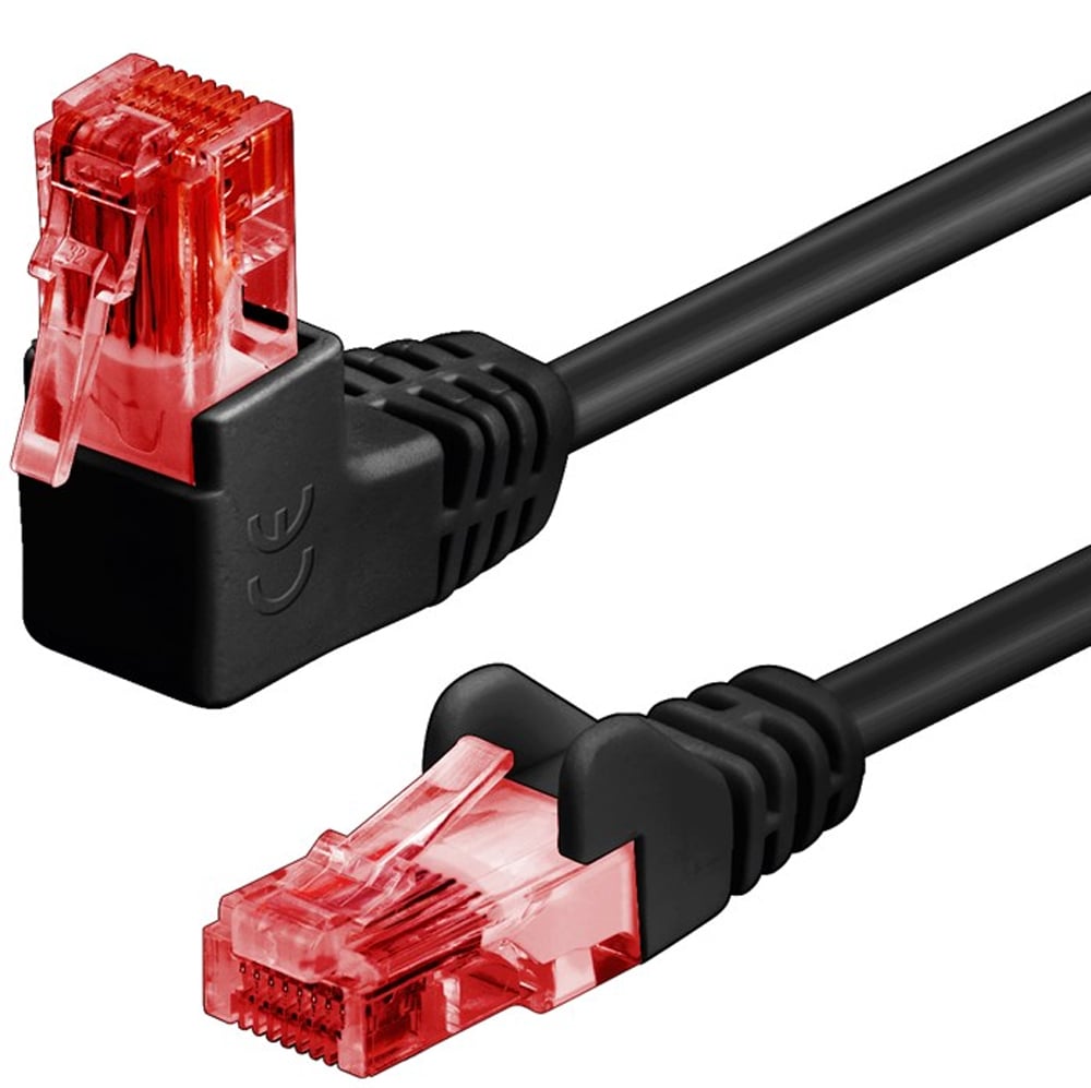 Cavo di rete Patch Connettore Angolato 90° CCA Cat.6 UTP 0,5m Nero