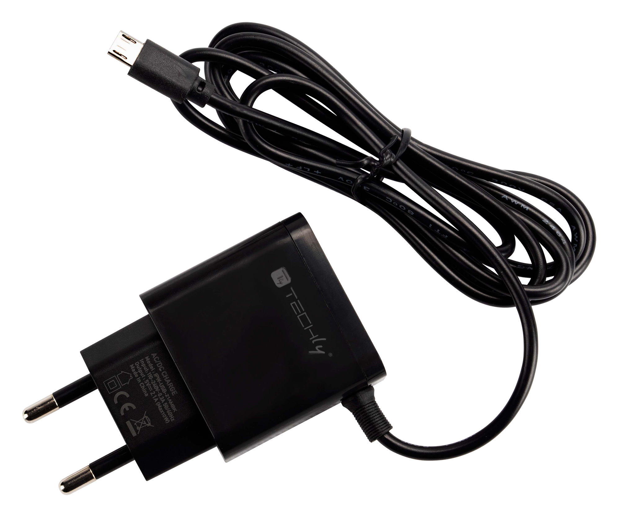 Caricabatterie Alimentatore Micro USB 5V 1A per Smartphone Tablet Nero