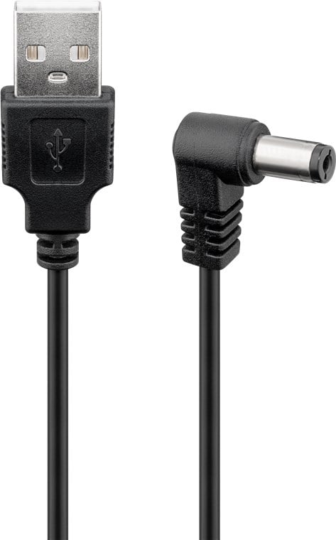 Cavo USB A Maschio a DC 5,5 x 2,1 mm Maschio Angolato 0,5m nero