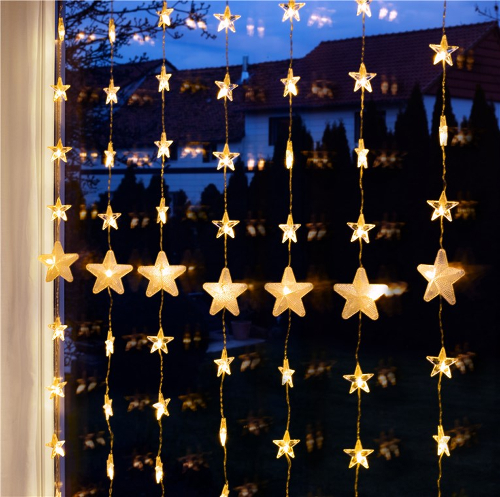 Tenda Luminosa con Stelle Natalizie 80 LED e Telecomando