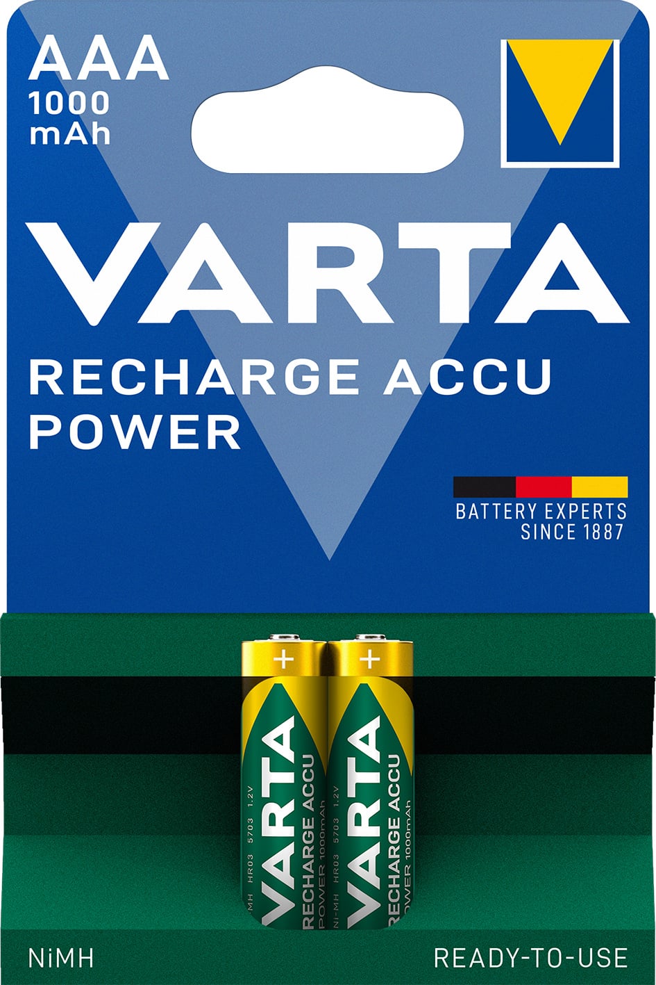 Blister 2 Batterie Ricaricabili Mini Stilo AAA 1000 mAh