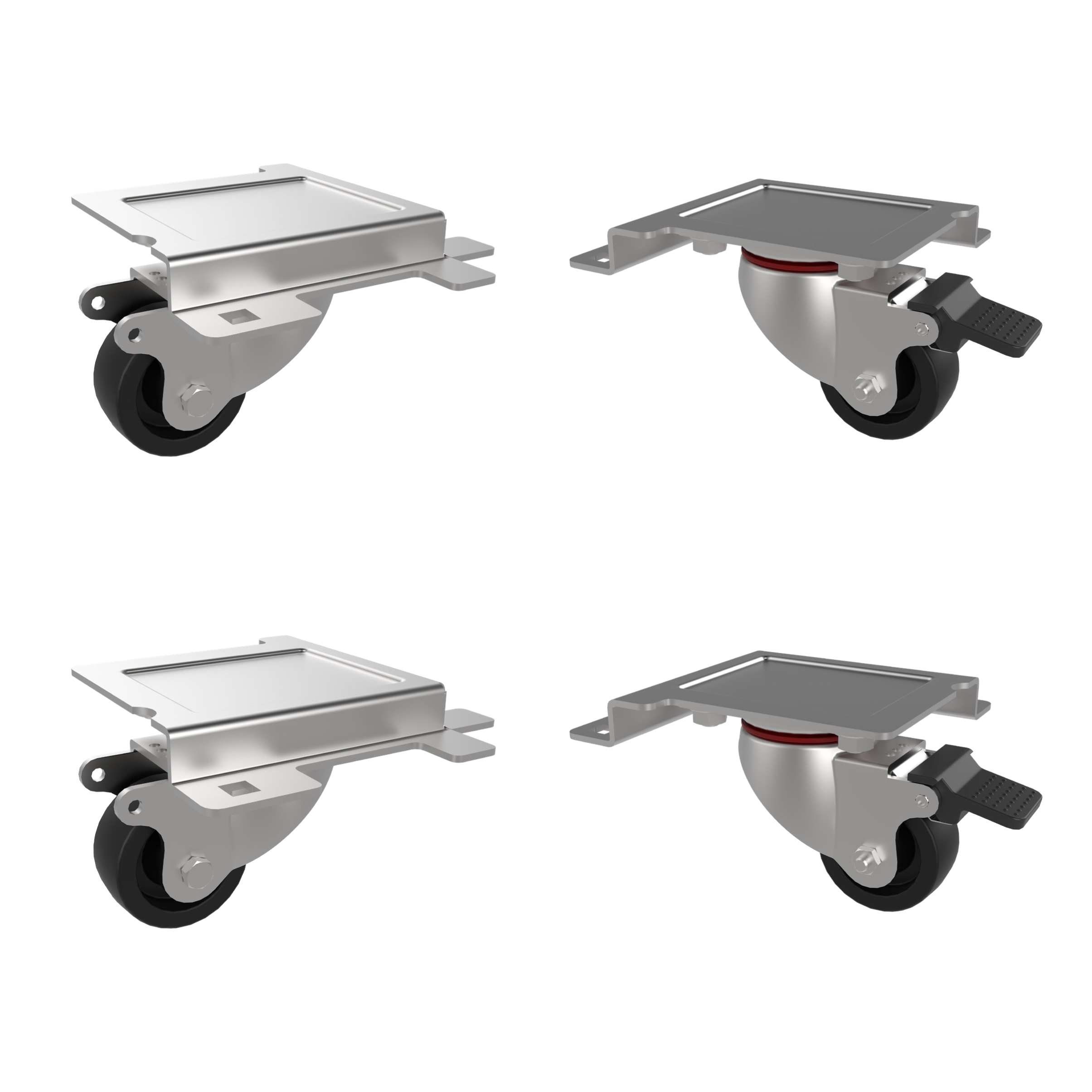 Kit 4 Ruote a 4 Punti di Fissaggio per Armadi Server Serie EV