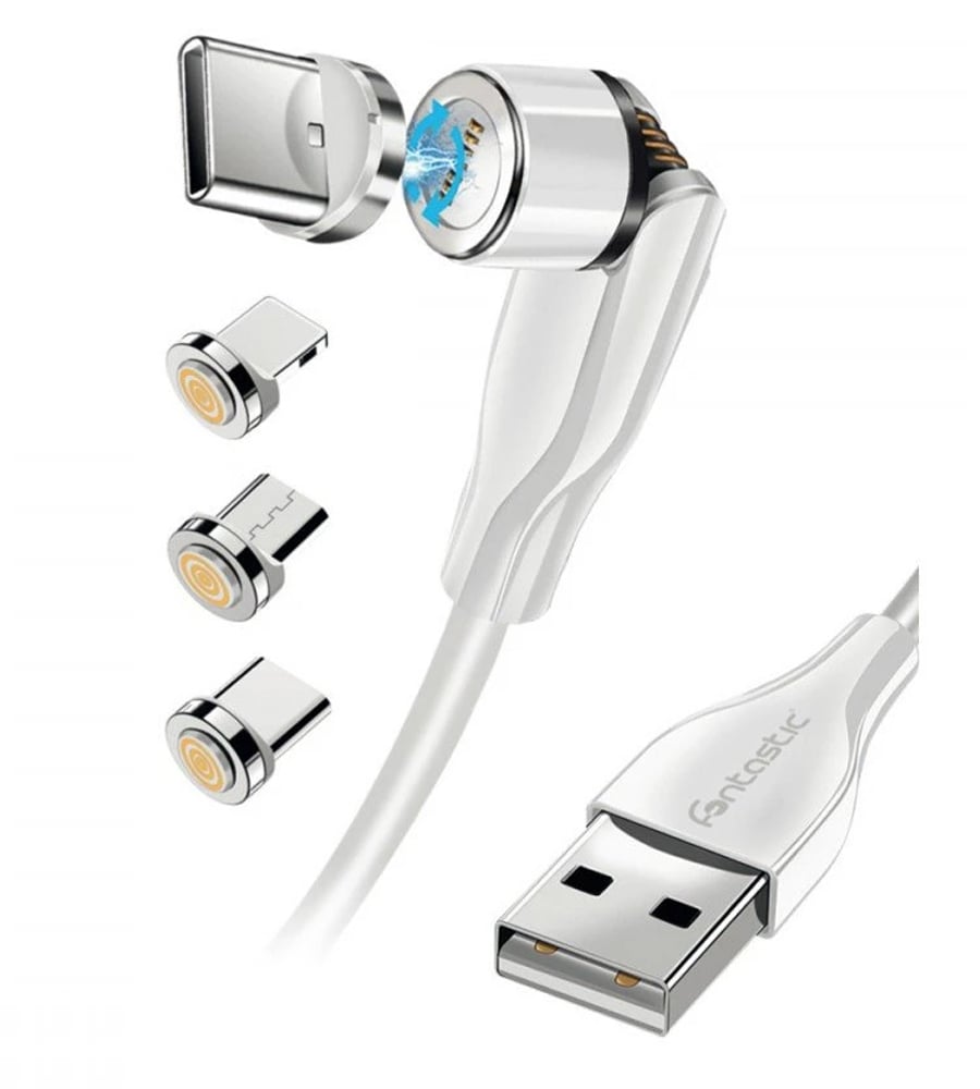 Cavo Magnetico di Ricarica 3 in 1 USB-C™ Micro USB e 8 pin con LED 1.2m