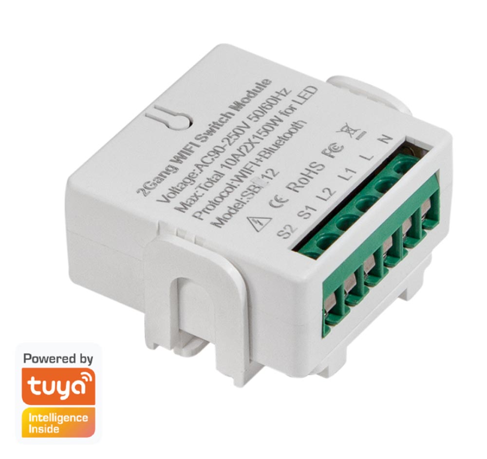 Modulo WiFi per Interruttore Smart 2 CH Alexa Google Home Tuya