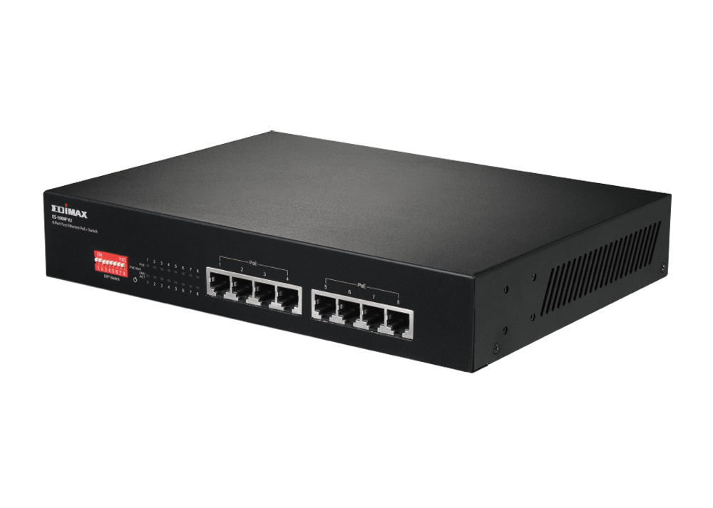 ICE-ES1008P è uno switch Fast Ethernet a otto porte PoE+ progettato per l uso in ambienti di rete domestici, di piccole o medie dimensioni. Con otto DIP switch, le porte PoE possono essere impostate manualmente con controllo on/off, estendendo la d