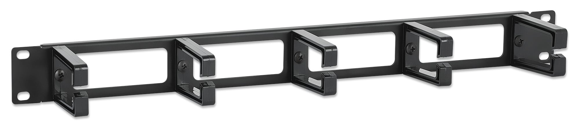 Pannello Passacavi 19'' 5 Anelli in Plastica 1U Nero