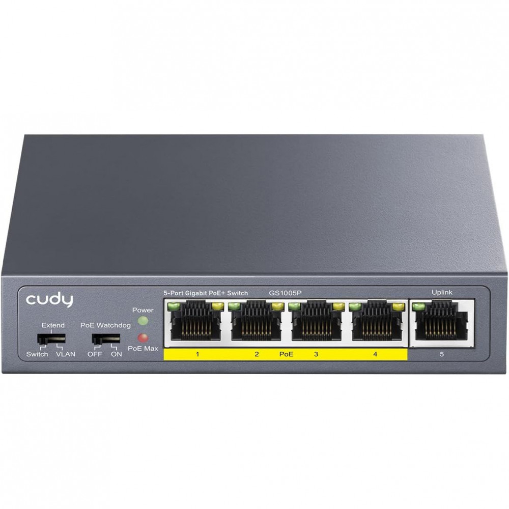 Unmanaged Switch Gigabit POE+ 5 porte 60W, GS1005P 2.0
