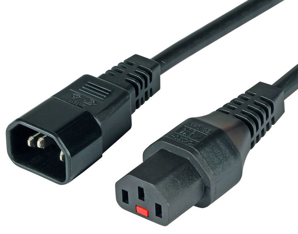Cavo Prolunga C14 180° a C13 180° con Blocco IEC 3 metri