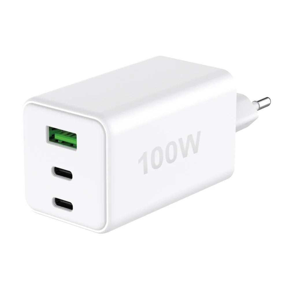 Caricabatterie da viaggio veloce ultracompatto e potente con porte USB-A e due porte USB Type-C® per la ricarica rapida di tutti i dispositivi compatibili con USB-C™ e USB-A. La porta USB-A è dotata di tecnologia Fast Charge e fornisce fi