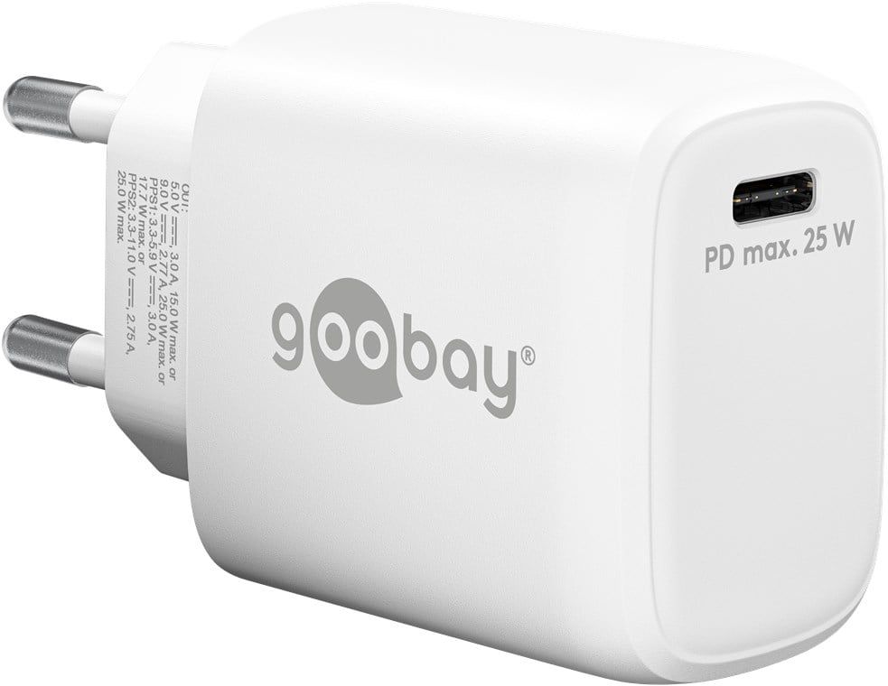 Caricatore Alimentatore GaN USB-C™ PD da Muro 25W Bianco