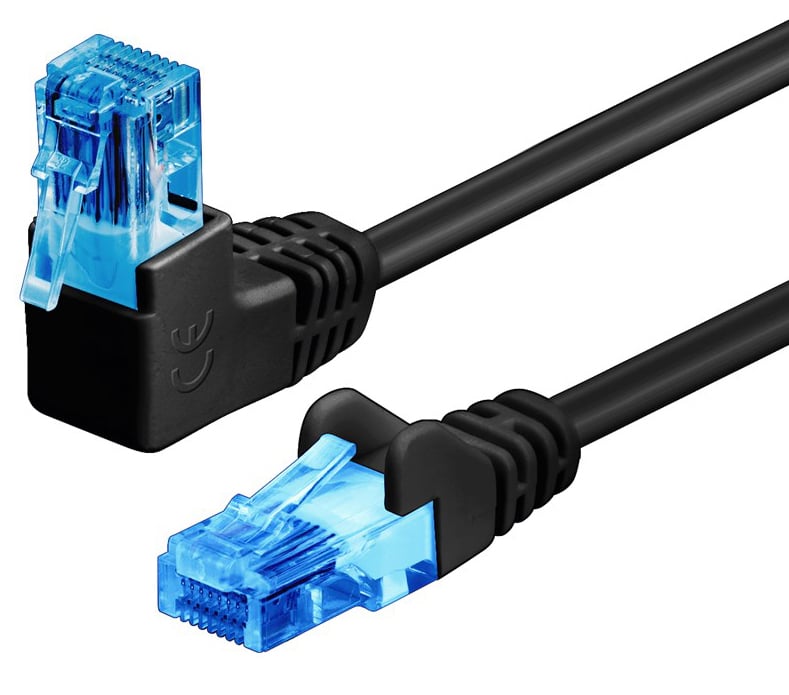Cavo di rete Patch Connettore Angolato 90° CCA Cat.6A UTP 2m Nero