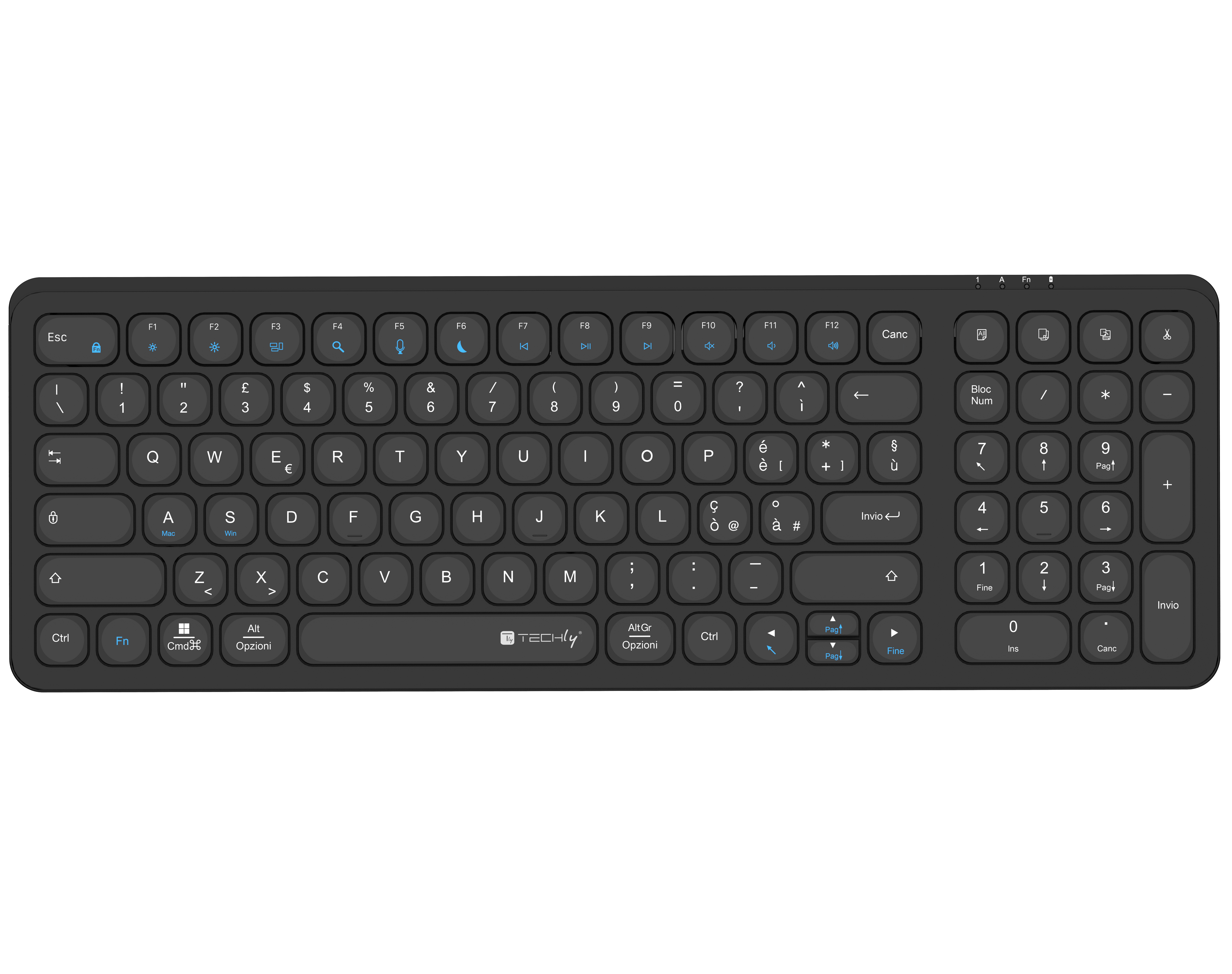 Tastiera Ultrasottile Wireless 2,4 Ghz Nero