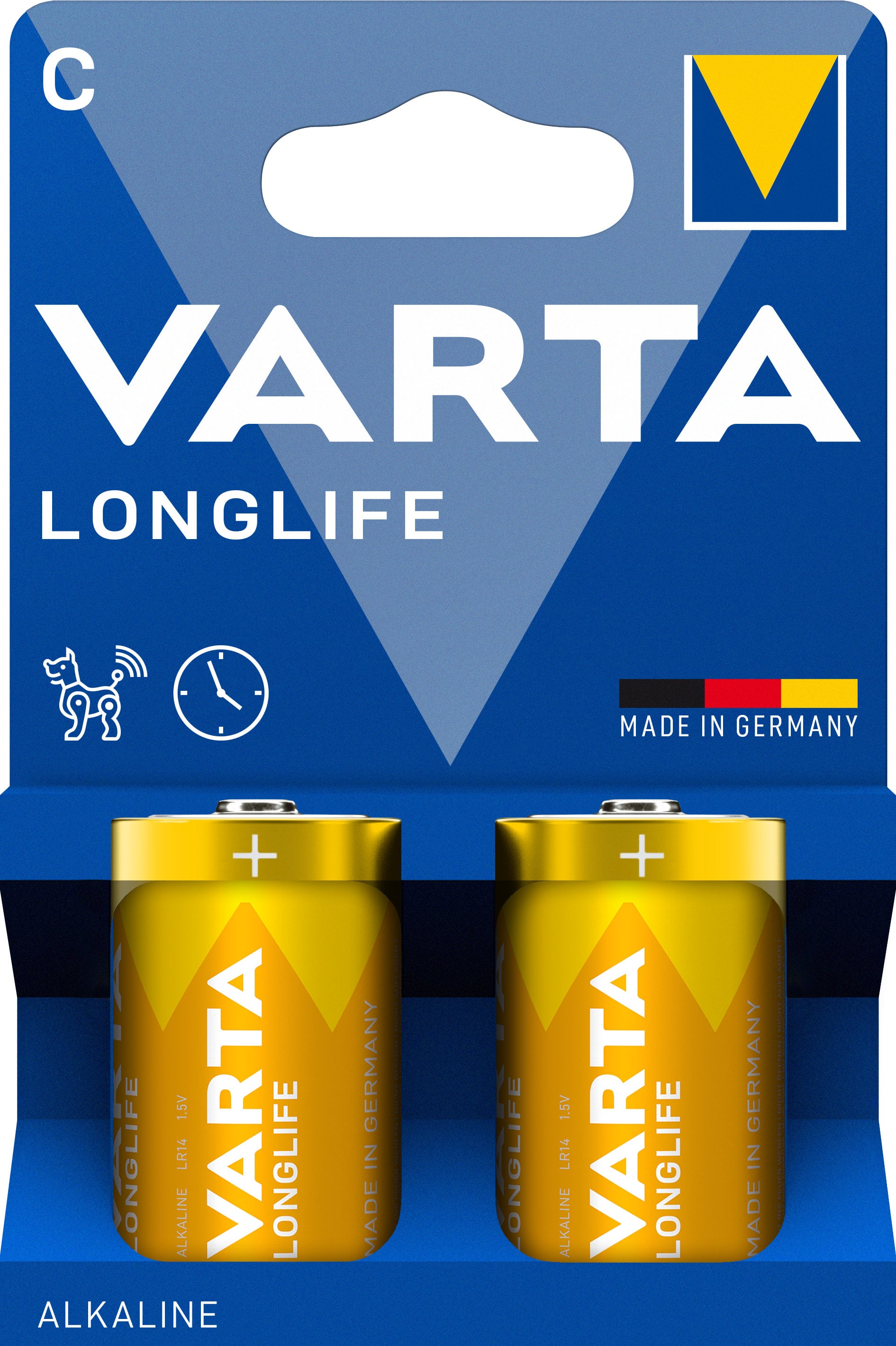 Blister 2 Batterie 1,5V Longlife Alcalina C Mezza Torcia