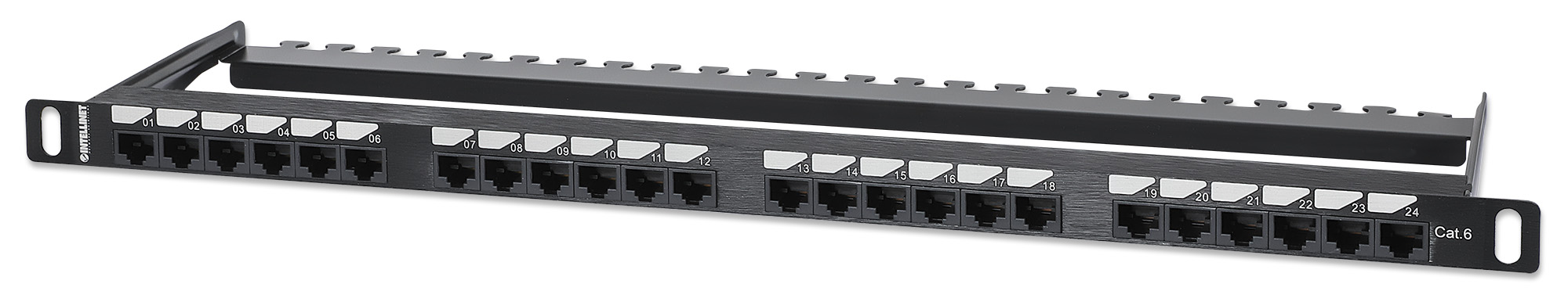 Pannello Patch UTP 24 Posti RJ45 0,5 U Cat. 6 Nero