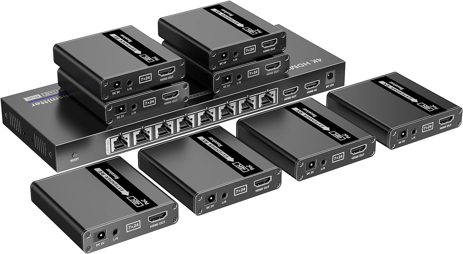 Extender Splitter HDMI 8 vie su Cavo di Rete 70 metri PoC
