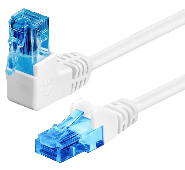 Cavo di rete Patch Connettore Angolato 90° CCA Cat.6A UTP 2m Bianco