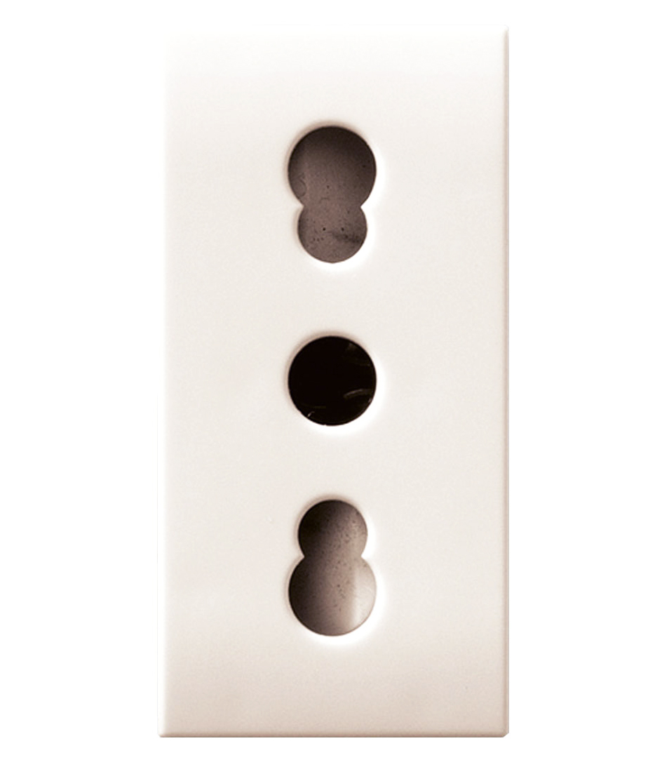 Domus S44 Presa Bipasso 2P+T 10/16A 250V 1 Modulo Bianco Lucido, 441006/15TS