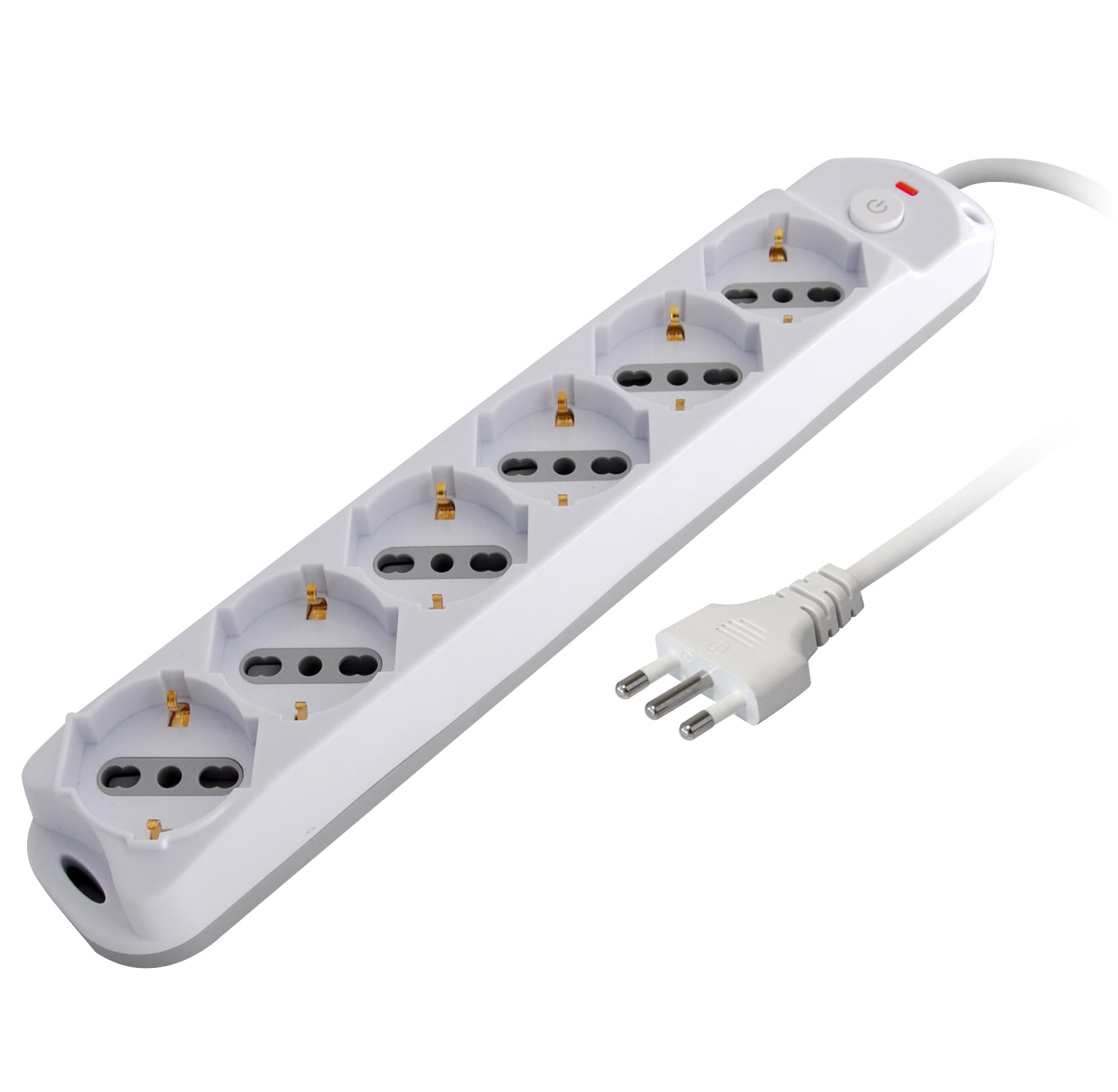 Presa Multipla a 6 Posti Italiana Bipasso/Schuko Spina 10A