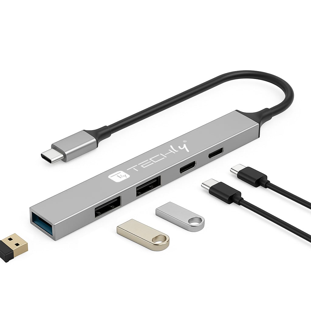 Hub USB 3.2 a 5 porte USB-A/USB-C™ Slim in Metallo