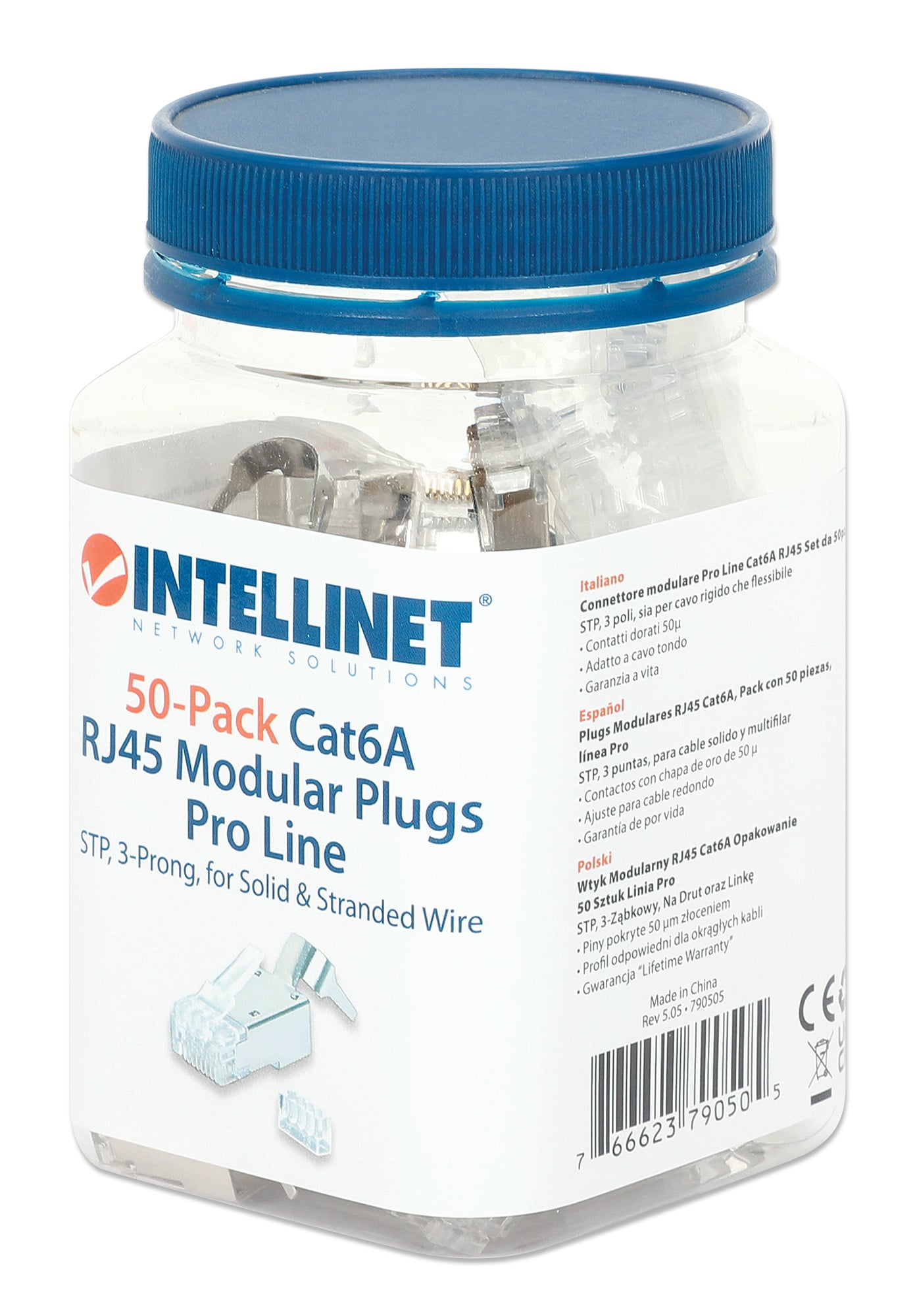 Confezione 50 Plug RJ45 STP per Cavo Rigido Flessibile Cat.6A STP